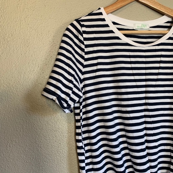 Green Envy Navy & White Striped Tie Front Knot Top - Picture 3 of 9